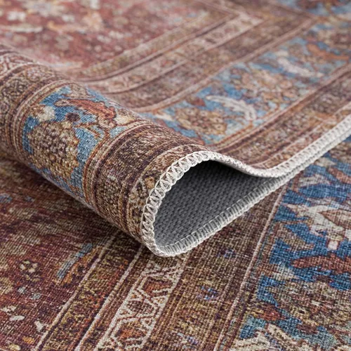 Vista 7 de Hauteloom Georgia Bian - Alfombra de pasillo de cocina lavable a máquina, estilo floral oriental, alfombra larga envejecida para entrada, color rojo