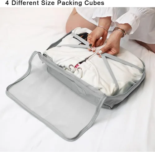 Vista 3 de Cubos de equipaje para viajes, juego de 8 piezas de bolsas organizadoras de viaje para accesorios de viaje, bolsas organizadoras de maleta de mano