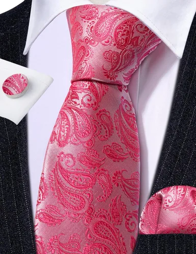 Vista 71 de Barry.Wang - Juego de corbata de seda para hombre, diseño de cachemira, pañuelo y gemelos de bolsillo