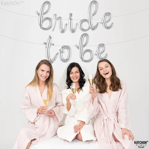 Vista 7 de KatchOn, Globos plateados con texto en inglés "Bride To Be", 16 pulgadas, letrero de novia para decoraciones de despedida de soltera, globos