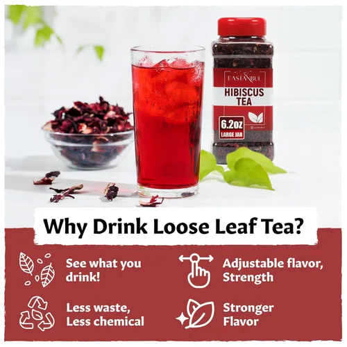 Vista 7 de Eastanbul Té de hibisco hojas sueltas, 6.2 onzas, té de flores de hibisco mediterráneo, hojas de Jamaica, flor de Jamaica, seco, natural, sin