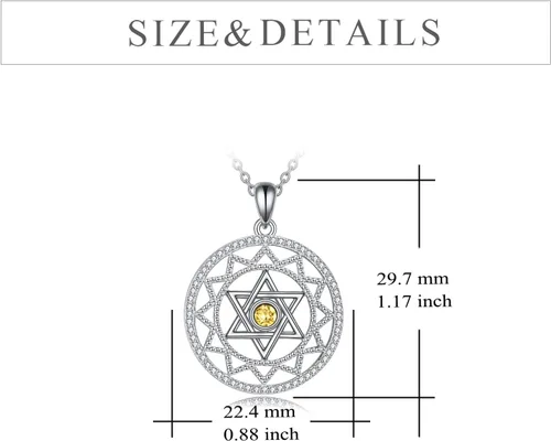 Vista 27 de YFN Collar de estrella de David de plata de ley, concha de abulón, árbol de la vida, joyería judía, regalos para mujeres y hombres