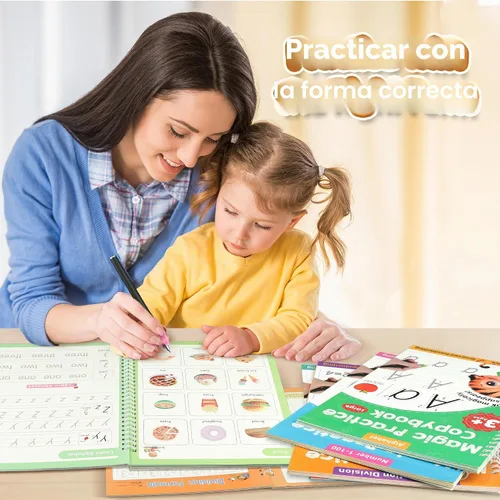 Vista 7 de Libros de práctica de escritura ranurados mágicos, práctica de escritura a mano ranurada para niños Reusable Practice Copybook Set with