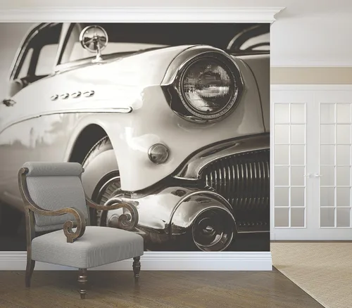 Vista 2 de WR50541 - Mural de pared para coche clásico, color blanco