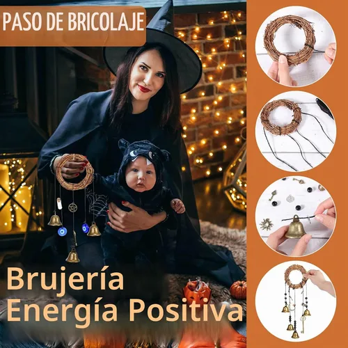 Vista 4 de 62 piezas de kit de campanas de bruja DIY para pomo de puerta para protección, campana de bruja, decoración brujera colgante, decoraciones