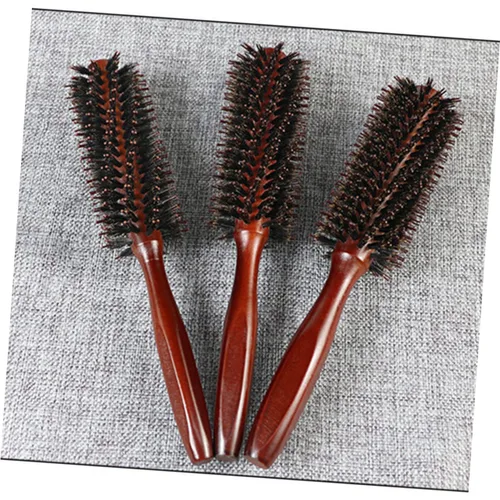 Vista 7 de FRCOLOR Cepillo de pelo redondo peine para las mujeres de sarga mango de madera de secado de pelo peinado herramienta de rizado color al azar