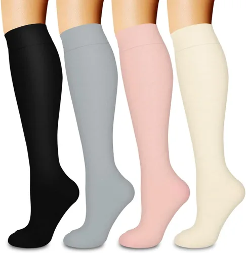 Vista 9 de COOLOVER 4 Pairs Compression Socks for Women & Men Circulation 15-20mmHg -Best Support for Nursing, Athletic, Cycling, Flight