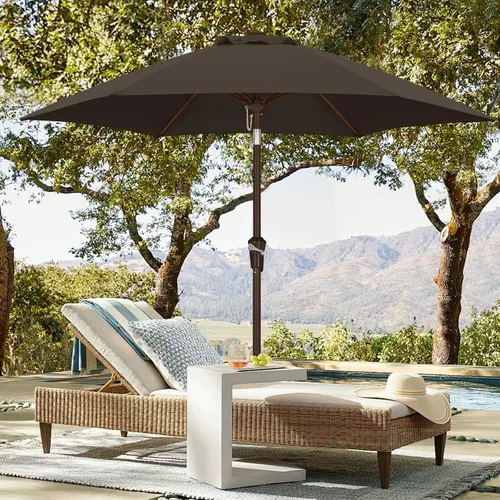 Vista 3 de ABCCANOPY 7.5FT Patio Umbrella Outdoor 6 RibsTable Umbrella(Brown)