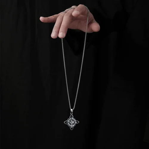 Vista 6 de NIGHTCRUZ Collar de nudo de bruja colgante de nudo celta con triquetra Trinity