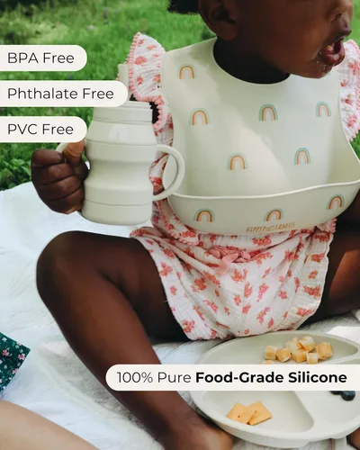 Vista 2 de Hippypotamus Baberos de silicona para bebés - Baberos impermeables suaves para bebés y niños pequeños