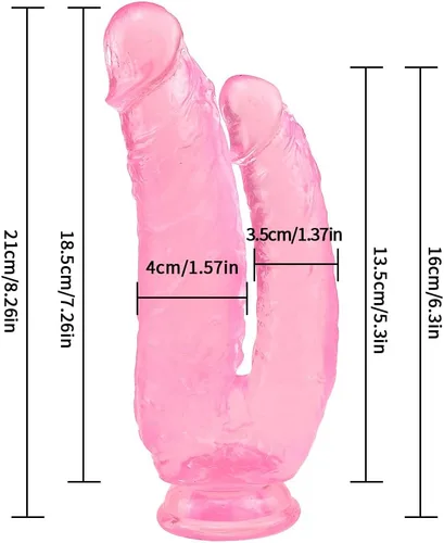 Vista 2 de Juguete de silicona suave de 8.26 pulgadas, material seguro de estimulación de doble pene realista con ventosa fuerte, herramientas para adultos