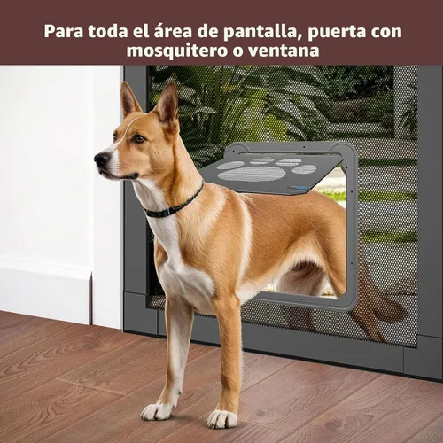 Vista 5 de Puerta de perro grande para puerta mosquitera, fácil de instalar Puerta mosquitera para mascotas con cerradura para puerta corredera, puerta