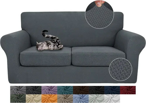 Vista 41 de JIVINER Fundas de sofá de 3 piezas para sofá de 2 cojines, funda elástica para sofá con 2 fundas de cojín de asiento extra grandes, fundas de sofá