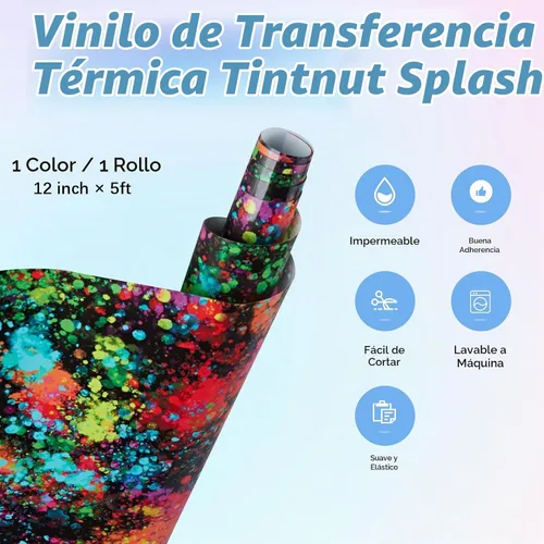 Vista 2 de Tintnut - Rollo de vinilo de transferencia de calor multicolor, vinilo para planchar de 12 x 5 pies Negro