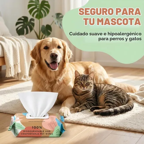 Vista 4 de Eco Wave - Toallitas de aseo para perros y gatos, sin perfume