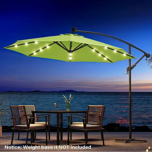 Vista 8 de LAUSAINT HOME Sombrilla de patio con desplazamiento LED de 10 pies, sombra Verde