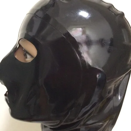 Vista 3 de ABWL Máscaras con capucha de látex negro, máscara de látex de cara completa