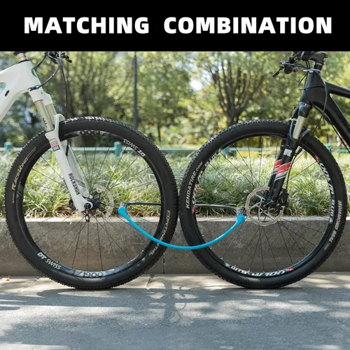 Vista 6 de ROCKBROS Candados de cable de bloqueo de bicicleta con combinación antirrobo, combinación de 4 dígitos, cerradura de bicicleta ligera, bloqueo
