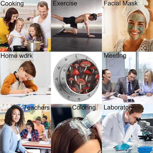 Vista 5 de Red Mushrooms Kitchen Timer Egg Timer Kitchen Timers for Cooking Magnetic Timer Cooking Timer Gym Timer Cute Kitchen Timer,for Gym Teacher Study