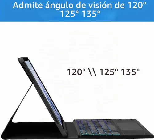 Vista 5 de BQSS Touch - Funda para iPad Air de 13 pulgadas, teclado M4/M3/M2 y Pro de 12.9 pulgadas, color negro Negro (teclado retroiluminado)