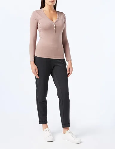 Vista 2 de Tienda Essentials Camiseta de manga larga Henley de punto acanalado para mujer