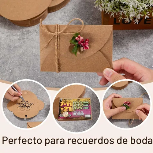 Vista 5 de Primbeeks 100 piezas de sobres premium para tarjetas de regalo, sobres para tarjetas de regalo de 4 x 2.8 pulgadas, sobres lindos de papel kraft