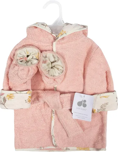 Vista 4 de JUST BORN Conjunto de bata de baño y botines unisex para bebé recién nacido