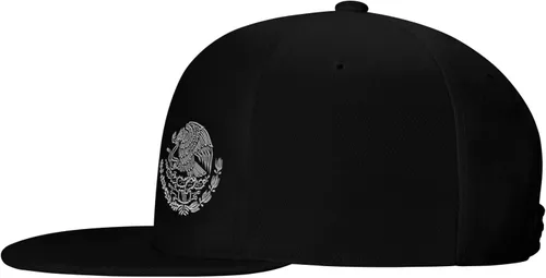 Vista 3 de wikjxiz Gorra de béisbol ajustable de ala plana negra con bandera de México, gorra de béisbol ajustable
