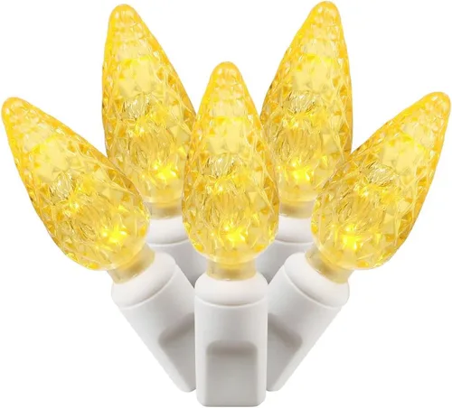 Vista 11 de Vickerman X4W8105PBG - Juego de 100 luces LED C6 EC con cable blanco, 4 pulgadas x 34 pies, color blanco frío