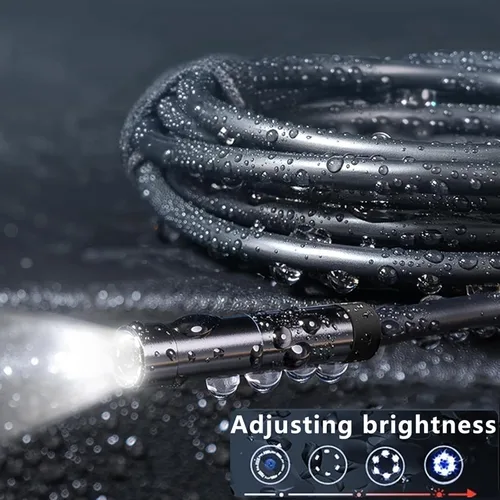 Vista 4 de Cámara endoscopio JSE con luz, boroscopio impermeable de 16.4 pies 1920P HD, cable semirrígido, cámara serpiente de inspección con 8 luces LED