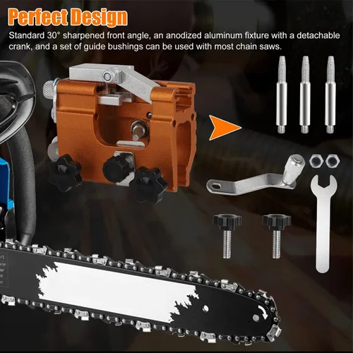 Vista 5 de Eztronics Corp® - Juego de afilador de cadena de motosierra, afilador de dientes, juego de afilador de motosierra de aleación de aluminio, apto