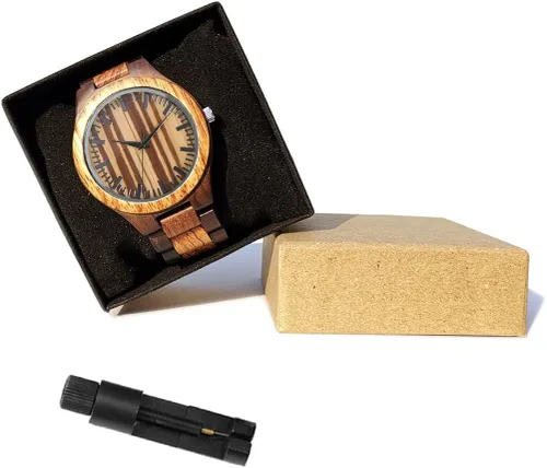 Vista 6 de Relojes de madera grabados personalizados Relojes de madera de cumpleaños o aniversario personalizados para hombres marido novio papá hijo