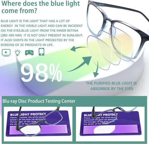 Vista 3 de COJWIS 3 packs Progressive Multifocus Reading Glasses for Women Blue Light Blocking Reading Glasses Spring Hinge Readers