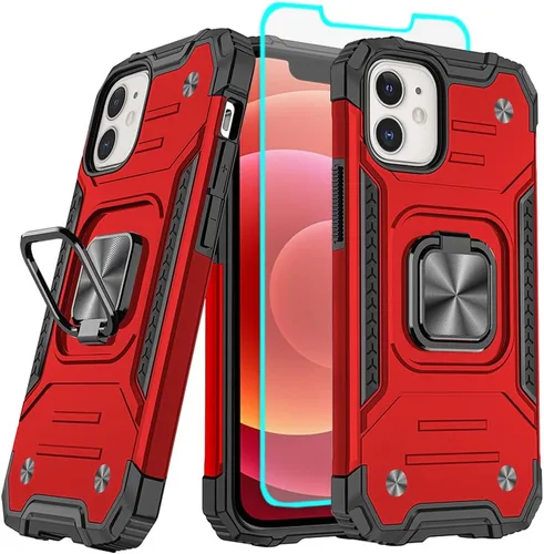 Vista 7 de HNHYGETE Funda para iPhone 12 / iPhone 12 Pro con protector de pantalla: [grado militar de 20 pies probada en caídas] anillo a prueba de golpes