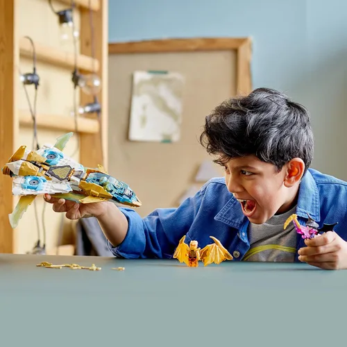 Vista 3 de LEGO NINJAGO Zane's Golden Dragon Jet 71770 - Juego de aviones de juguete, idea de regalo de cumpleaños para niños y niñas de 7 años con minifiguras