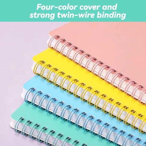 Vista 4 de Urneeds Cuaderno de espiral, paquete de 4 cuadernos en espiral, 5.6 x 8.25 pulgadas, 80 hojas/160 páginas, con encuadernación de doble alambre