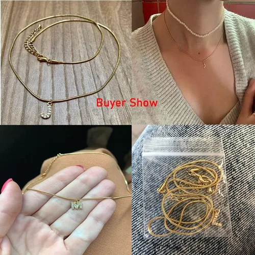 Vista 5 de LOYJOY - Collar con iniciales de circonita incrustadas para mujer gargantilla con cadena de serpiente collar con letras y joyas Collier Friend
