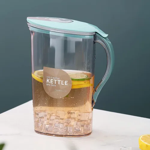 Vista 5 de Berglander Jarra de agua para puerta de refrigerador con tapa, perfecta para hacer té, jugo y bebidas frías, jarra de agua de 71 onzas hecha de PET