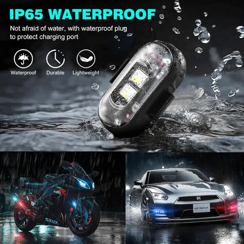 Vista 3 de 4 piezas de luces estroboscópicas LED inalámbricas con control remoto, luces LED recargables inalámbricas de 8 colores para Halloween