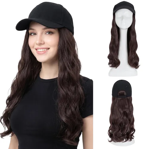 Vista 8 de SEGO - Gorra de béisbol con extensiones de cabello para mujer, resistente al calor, sintético, 6 pulgadas, ajustable, corta, recta, peluca