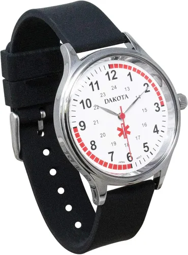 Vista 2 de Dakota Men's Stainless Steel Large Face Nurse Water Resistant Easy to Clean Watch with Black Silicone Band - Nurse, Paramedic, Doctor, Medical Field