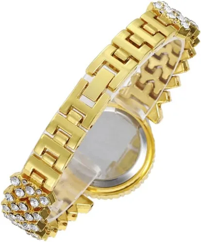 Vista 7 de Señora elegante reloj de cuarzo con esfera pequeña con reloj de pulsera de diamantes conjunto vestido relojes de pulsera Dorado