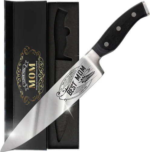 Vista 9 de Best Boss - Cuchillo de chef de alta calidad para regalo de cumpleaños, cuchillo de cocina de acero al carbono de 8 pulgadas con mango de madera
