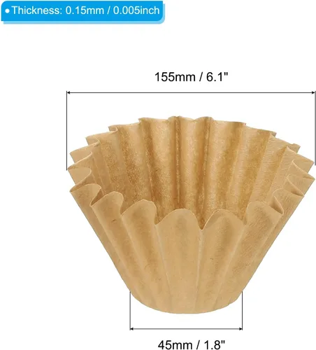 Vista 2 de PATIKIL Filtros de café para cesta de 1 a 2 tazas, filtro de papel marrón de 6.1 x 1.8 pulgadas, cafeteras de goteo desechables para cafetería