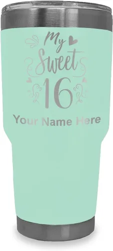 Vista 11 de LaserGram Taza aislada al vacío de 20 onzas, My Sweet 16, grabado personalizado incluido (gris)