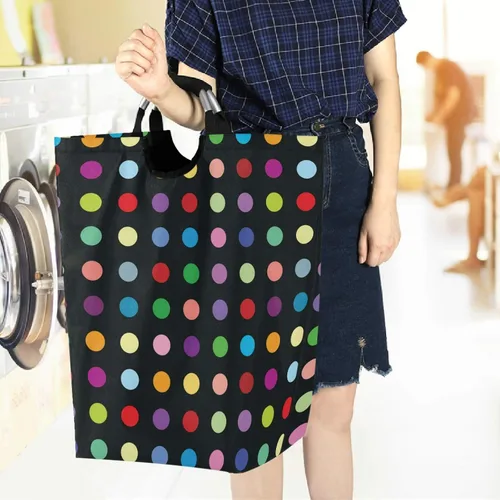 Vista 6 de visesunny Coloful - Cesta de colada grande con asa plegable y duradera, cesta de ropa, bolsa de lavandería, cubo de juguete para baño, dormitorio