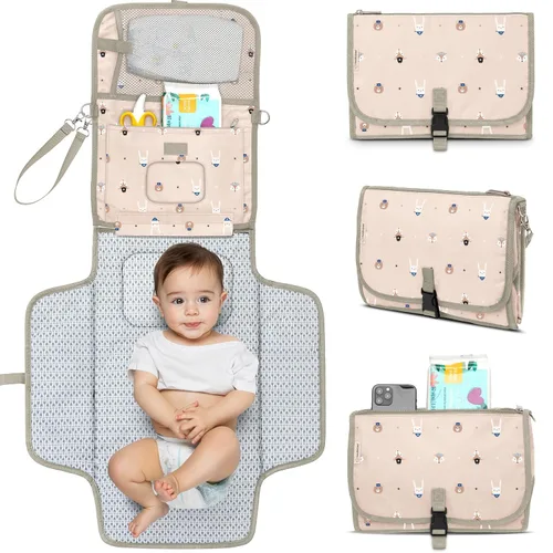 Vista 12 de KeaBabies Cambiador portátil de pañales - Gran cambiador de bebé impermeable, compacto para viajes, bolsillos funcionales para accesorios esenciales
