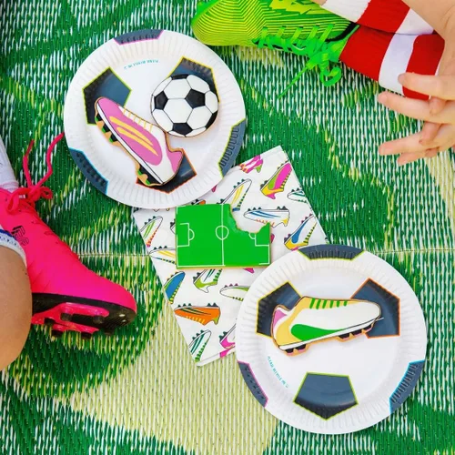 Vista 4 de Decoraciones reutilizables para fiestas de fútbol, banderines de feliz cumpleaños para adultos, niños y niñas, pancarta de papel de fútbol ecológico