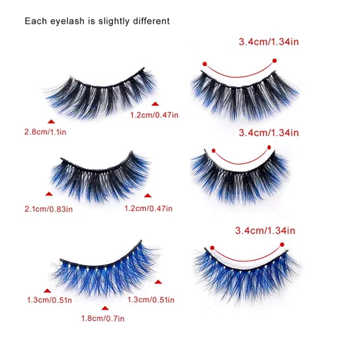 Vista 2 de Kit de pestañas azules magnéticas 6D y delineador de ojos magnético 3 estilos con pinzas (azul)