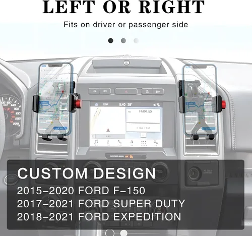 Vista 5 de Soporte de teléfono de ventilación de aluminio para vehículo Ford F150 (2015-2020) Expedition (2018-2021), Super Duty (2017-2021) 360° Rotation